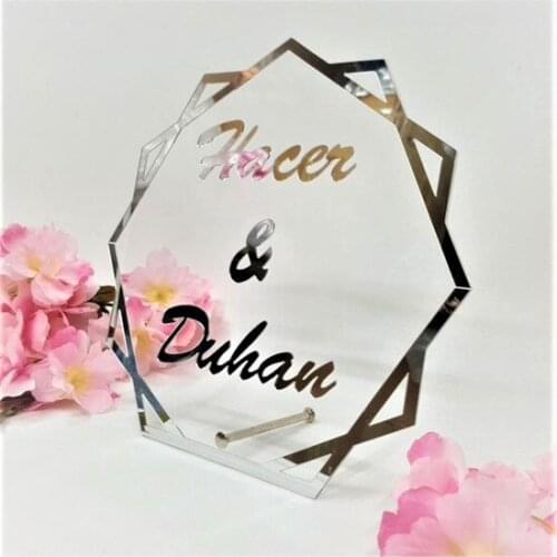 Modern Table Top Name Mirror Tag Promise Engagement Desktop vase jarrón ваза vaso مزهرية