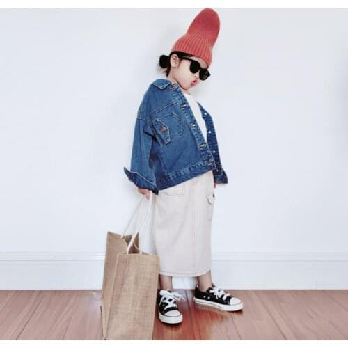 Girls' Loose Horizontal Pocket Denim Jacket Top Jacket Toddler Winter Clothes Toddler Girl Fall Clothes Kids Jackets for Girls