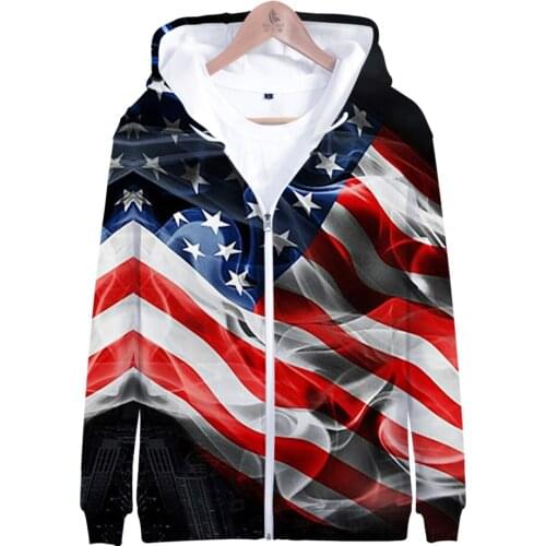 3D Print Independence Day Zipper Hoodies Fourth Of July Hoodie July Fourth Sweatshirts Fashion Casual 3D Hoody Boys Outwear