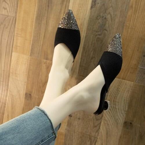 Shoes Women Slippers Red Weaving Elastic Slipper Women Heel Fashion Slipper Sandales Femmes