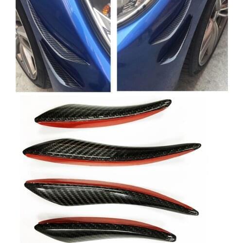 For BMW JDM Universal Real Carbon Fiber Bumper Fender Side Shark Fin Canards Cover Exterior Front Spoiler Splitter Air Vent Trim