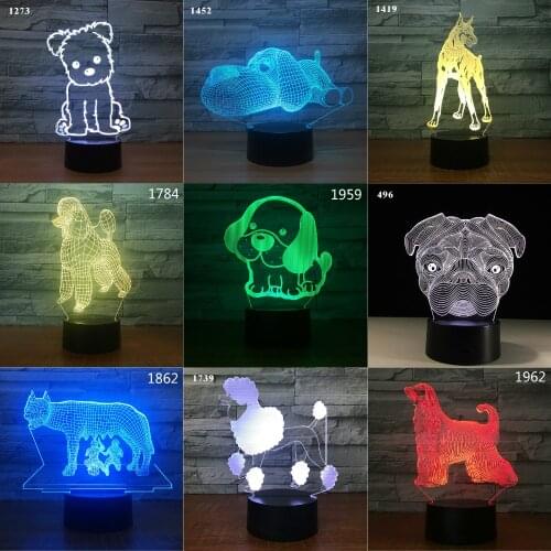 All Dog Puppy 3D Lamps with 7 Colors Touch Remote Change Effect Best Gift for Dog Lovers Remote Touch Control Drop Shipping