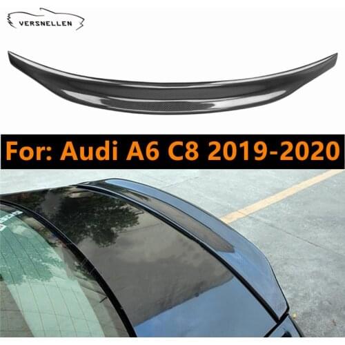 Real Spoiler for Audi A6 C8 Sedan Rear Trunk Boot Lip Spoiler Real Carbon Fiber Rear Bumper Wings Car Styling 2019 2020