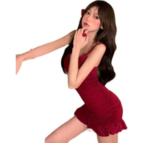 ZC3444 2021 summer new women fashion sexy temperament shows bosom V collar irregular wrap buttock dress cheap wholesale