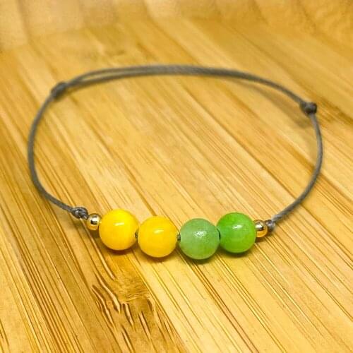 Women Green Bracelets Yellow Natural Stones Gold Plated Beads Decoration Jewelry Handmade Rope Accessories Gift to Girlfriend