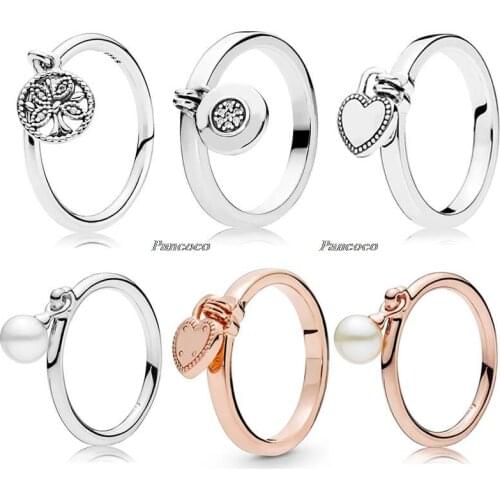 925 Sterling Silver Ring Rose Love Lock Heart Rings For Women Wedding Party Fashion Jewelry