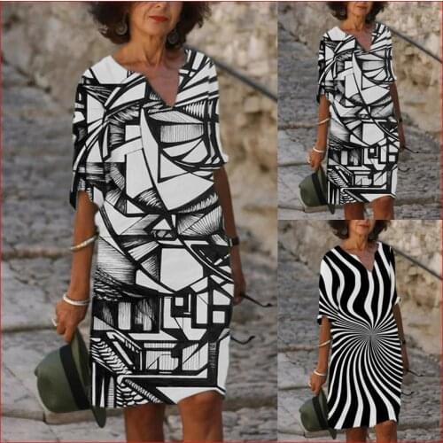 Vintage Graphic 3D Printed Dresses for Women 2021 Autumn Casual Harajuku Plus Size Beach A-Line Midi Dress Vestido De Mujer Robe