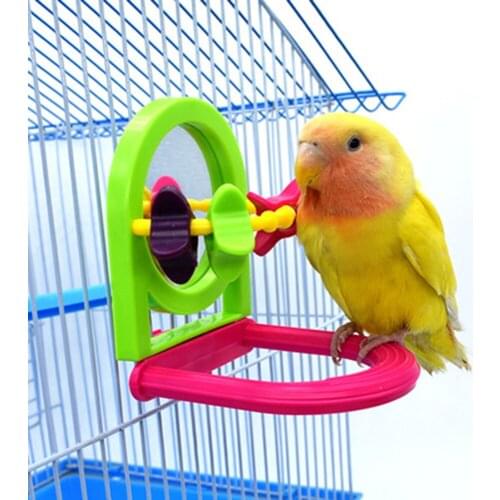 1PC Bird Chew Toy Parrot Chew Fun Mirror Stand Pole Cockatiel Cage Swing Toy Hanging Swings Cage Bird Playing Toy Supplies