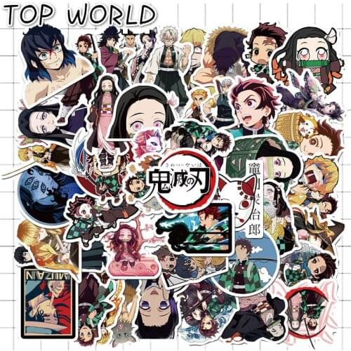 10/50pcs/set Japan Anime Demon Slayer Kimetsu No Yaiba Sticker Props Pvc Waterproof Guitar Car Tanjirou Nezuko Stickers