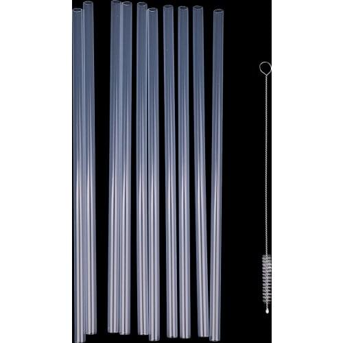 10x Reusable Hard Drinking Straws+1x Brush Home Birthday Party Tableware