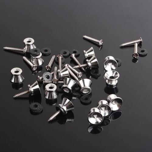 16 Set Guitar Bass Metal End Pin Strap Buttons Locks Cushion Screw