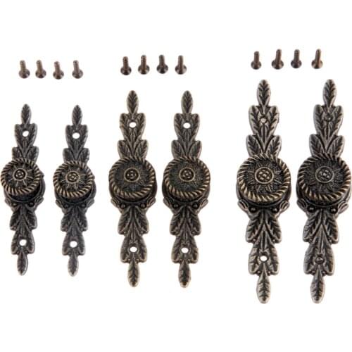 2Pcs Antique Bronze Flower Furniture Handle Vintage Jewelry Chest Wooden Box Pull Handles Drawer Wardrobe Kitchen Door Pull Knob