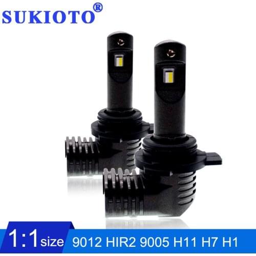 SUKIOTO 2PCS 1:1 Design Original 9012 HIR2 LED mini H7 H11 H8 H16JP 9005 9006 6000K 35W 5200lm Car led headlight Fog Lamp bulbs
