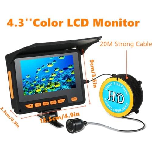 20M 30M Cable1000TVL Fish Finder Underwater Ice Fishing Video Camera 4.3" LCD Monitor 8 Infrared IR LED Night Vision Camera