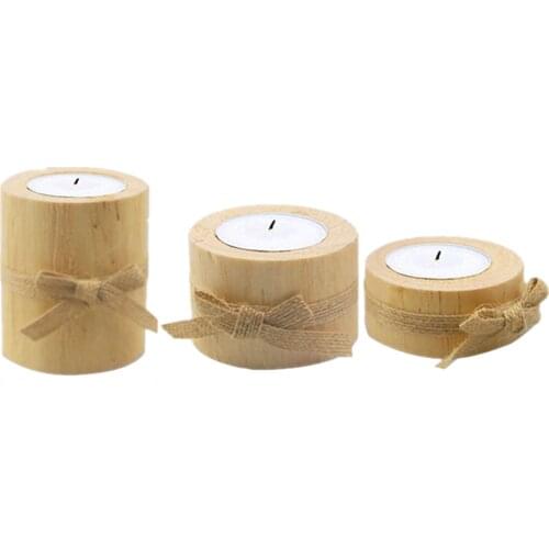 3Pcs Pine Wood Round Candle Holders Home Table Decoration Handmade Candle Holder Crafts Candlestick Candelabros intensely