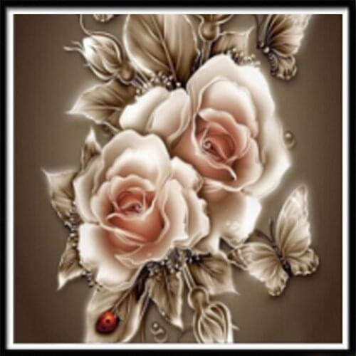 5D pintura de diamante redondo flor rosa bordado de diamantes punto de cruz mosaico decoración del hogar