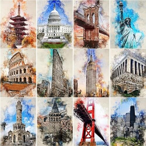 5D DIY Diamond Painting Scenery Cross Stitch Abstract Architecture Diamond Embroidery Full Square Round Drill Home Decor Gift
