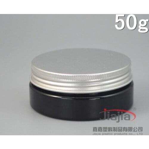 50 grams black PET Jar,50g shiny black Cream Cans with silver Aluminum Cap, Cream Jar Cosmetic Packaging