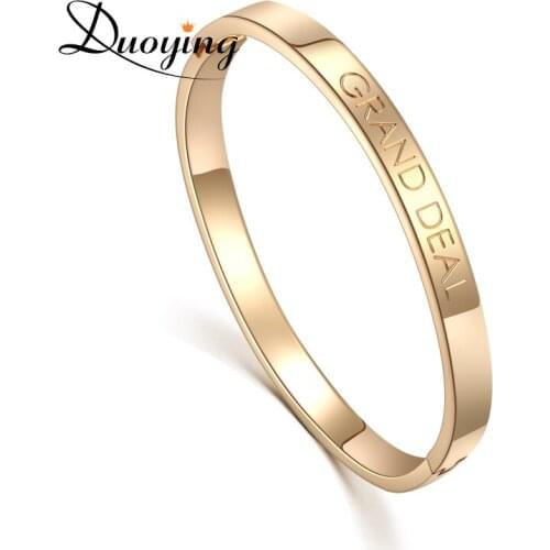 DUOYING Custom Name Copper 6mm Bangle Bracelet Personalized Initial Engraved Name Bracelet & Bangle For Lovers supplier