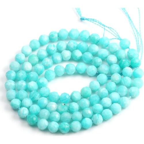 Natural Tianhe Gemstone Beads Faceted Amazonite Stone Beading Charms Accessories for Jewelry Making Women Necklace Bracelet DIY