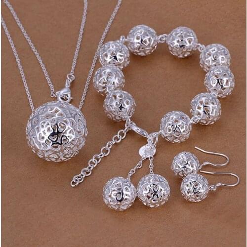 Factory price top quality 925 sterling silver jewelry sets necklace bracelet bangle earring ring free shipping SMTS110