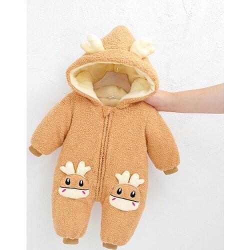 2021 Winter Rompers For Baby Boys Autumn Infant Cartoon Cute Jumpsuit Girls Cotton Fleece Romper Baby Clothes Newborn Outfits