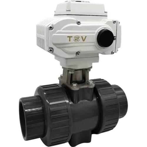 UPVC electric two-way ball valve DN15 DN20 UPVC electric two-way ball valve Threaded double union electric two-way ball valve