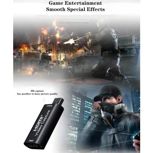 4K Video Capture Card USB 3.0 2.0 HDMI Video Grabber Record Box for PS4 Game DVD Camcorder Camera Recording Live Streaming Black