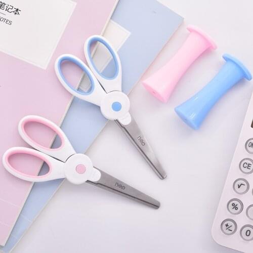 Kawaii Rabbit Safety Cap Stainless Steel Scissors Scrapbook Paper DIY Home Cutting Tools Office School Supply Student Stationery