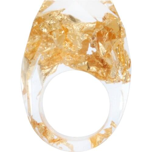 New Transparent Resin Inlay gold/silver color foil Handmade Resin Ring For Bride Wedding Jewelry Engagement Accessories