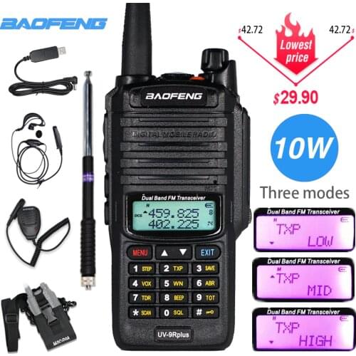 Powerful 10W Baofeng UV-9R plus Walkie Talkie UV9R Portable CB Ham Radio 9rhp Dual Band hf Transceiver 4800mAh Two Way Radios