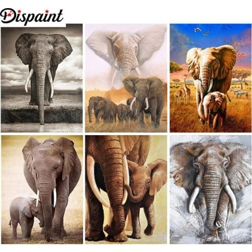 Dispaint Full Square/Round Drill 5D DIY Diamond Painting "Animal elephant" 3D Embroidery Cross Stitch 3D Home Decor Gift