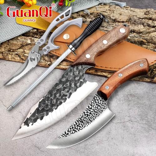 High Carbon Steel Handmade Boning Slicing Kitchen Knives Outdoor Hunting Knife Meat Cleaver Slaughter Butcher Fishing Knife