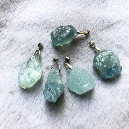 Wholesale 1pcs wholesale 1pcs Natural Aquamarin e Bead Pendant,Raw Aqua marine Gem Stone Bead Pendant For Jewelry DIY 30mm