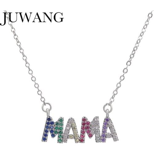 Mama Mom Mommy CZ Zircon Letter Pendant Necklace Mothers Gift Box Chain Gold Color Family Necklaces for Moms Mothers Day Gifts
