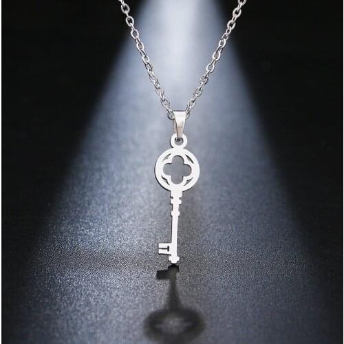 12PC Silver Color Key Charm Pendant Necklace Women Jewelry Girl Clavicle Chain Choker Family Best Friends Birthday Gifts Fashion