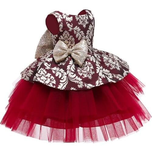Infant Dress Baby Girl 1st Year Birthday Party Christmas Baby Sequin Red Wine Party Princess Dresses For Newborn Clothes Vestido