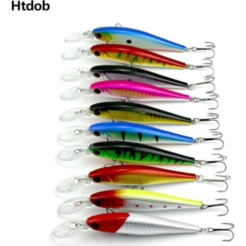 Htdob 10PCS Minnow Fishing Lure 10.5cm 9.5g Aritificial Wobblers Hard Plastic Baits Diving 2.5-4m Pesca Fish Wobbler Tackle