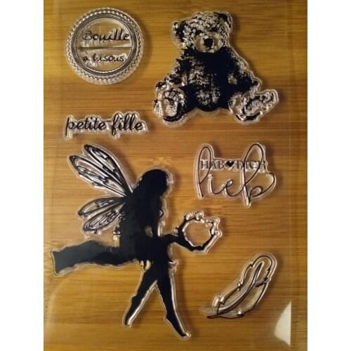 Fairy and Bear DIY Silicone Clear Stamp Cling Seal Scrapbook Embossing Album Decor Craft