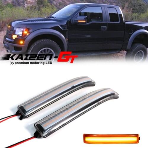 Clear Lens Amber LED Front Side Mirror Reflector Indicator Turn Signal Lights For Ford F-150,Raptor SVT Side Mirror Marker Light