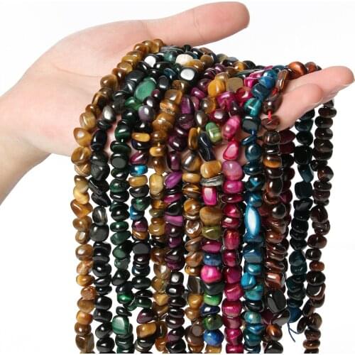 Natural Irregular Colorful Yellow Tiger Loose Stone Beads Fit DIY Bracelet Necklace Needlework Bead For Jewelry Making 10mm 15