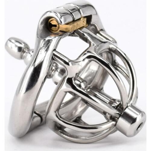 Super Small Cock Cage Stainless Steel Stealth Penis Lock Male Chastity Device With Urethral Sounds Catheter Sex Toys For Men