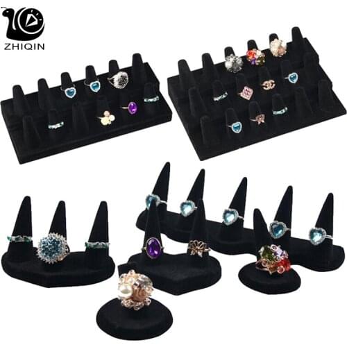 Black Velvet Finger Model Jewelry Ring Display Rack Velvet Jewelry Ring Storage Stand Ring Organizer Holder Counter Finishing