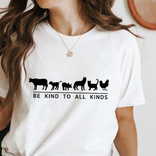 Be Kind To All Kinds T-shirt Funny Animal Rights Kindness Tshirt Cute Women Short Sleeve Vegan Tee Shirt Top