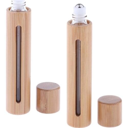 10ML, Refillable Bamboo Oil Roller Bottle, Roll Perfume Vial for Essential Oil