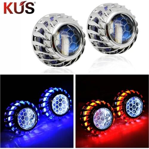 2.5inch Bi xenon hid Projector lens led day running white angel eyes H1 H4 H7 retrofit car assembly kit DRL