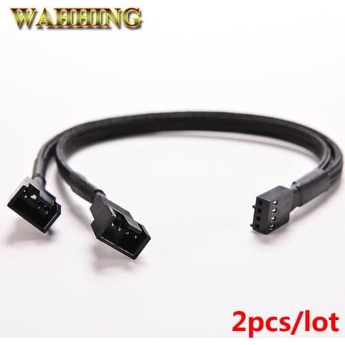 2pcs Computer Case Fan Power Cable 4Pin PWM To Dual 4P PWM Computer Case Fan Power Sleeved Splitter Adapter Cable 25cm HY1592