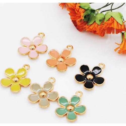 20pcs/Lot 6 Colors Flowers Shape Enamel Charms 18*21mm Earring Bracelet Pendants For Jewelry Making