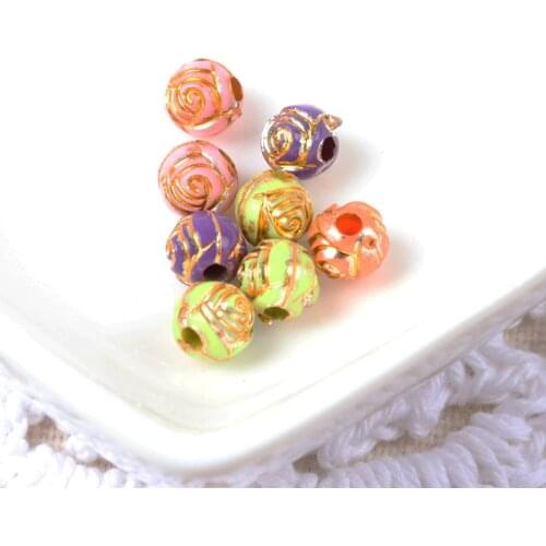2018 New Mix Color Gold Stripe Flower Spacer Beads For Bracelet Necklace Jewelry Making DIY 6mm 200pcs/lot AL5X