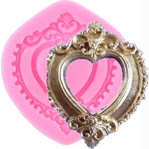 3D Heart Shape Frame Silicone Molds Cake Border Fondant Mould Cake Decorating Tools Chocolate Gumpaste Candy Clay Moulds
